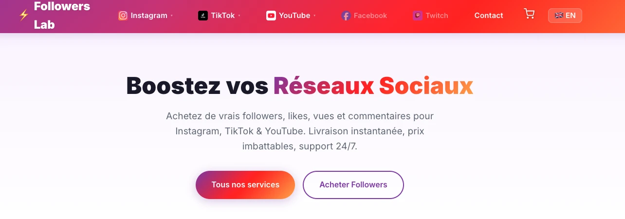 Comprar seguidores TikTok con Followers Lab - Panel de pedidos